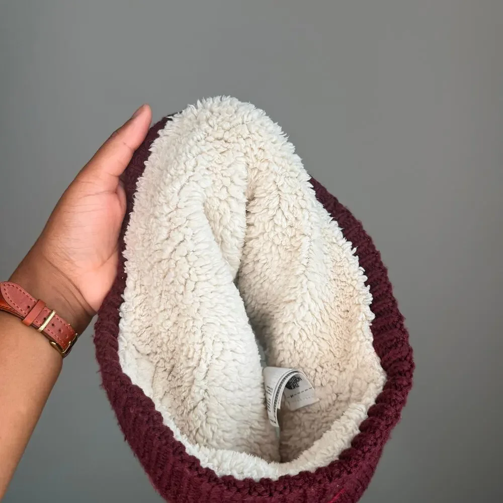 The North Face Neck Gaiter Burgundy Fair Isle Sherpa Fleece Lined Winter OS